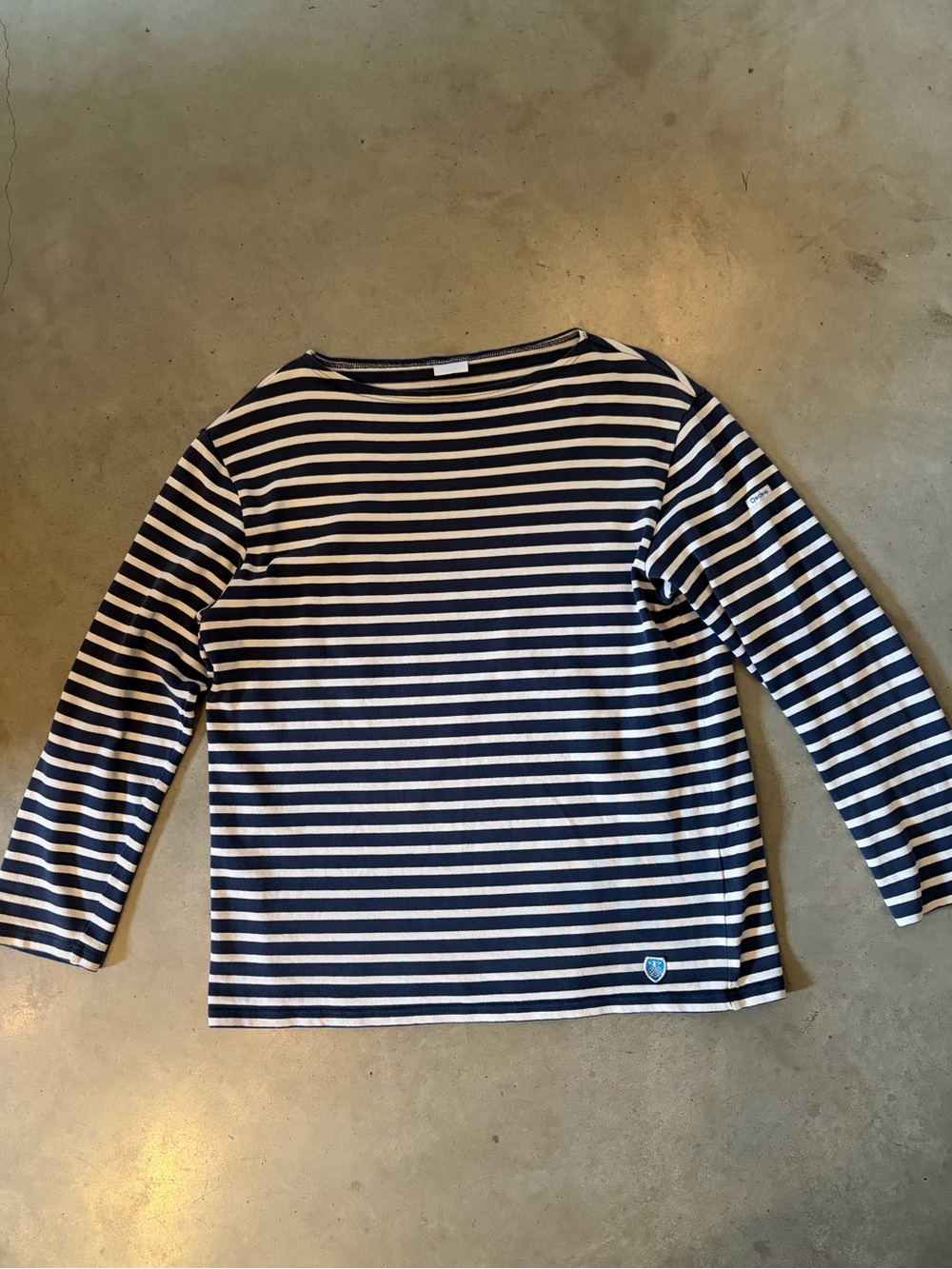 Orcival Striped long sleeve shirt ecru/ indigo 100% cotton